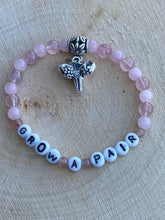 Load image into Gallery viewer, “Grow a Pair” Uterus charm Rose Quartz bracelet
