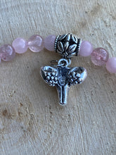 Load image into Gallery viewer, “Grow a Pair” Uterus charm Rose Quartz bracelet
