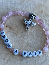 Load image into Gallery viewer, “Grow a Pair” Uterus charm Rose Quartz bracelet
