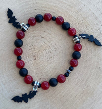 Load image into Gallery viewer, Red and Black Bat Stretch Bracelet
