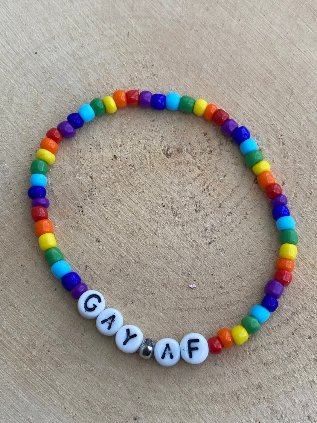 Gay AF Pride Rainbow Stretch Bracelet